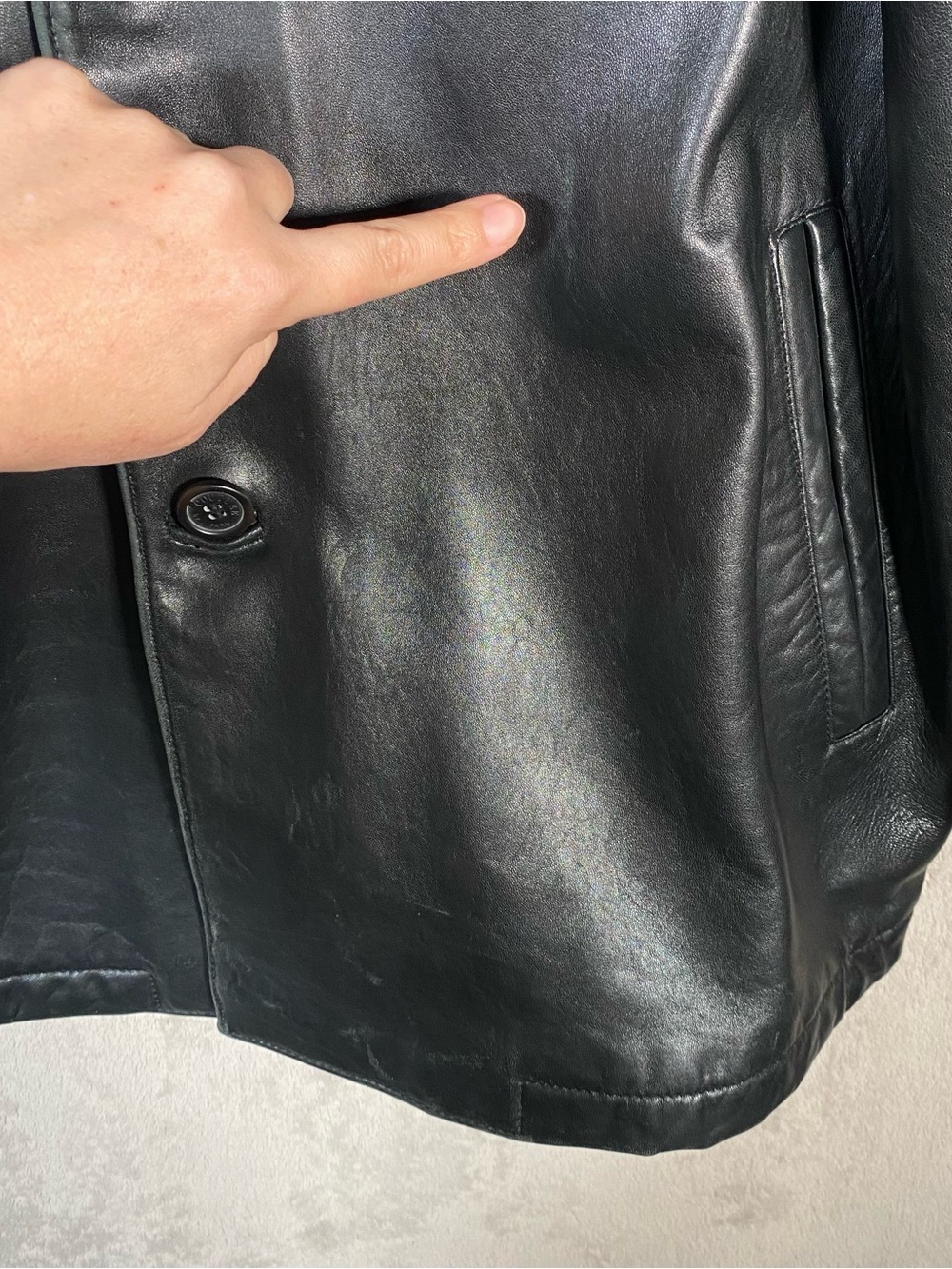 Vintage Black Lamb Leather Car Coat Mens M Couture by J Park Full Zip Button Up - Picture 10 of 16